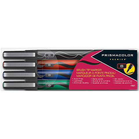 Prismacolor Fine Line Brush Tip Marker - Primary Set of 4