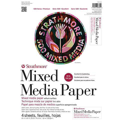 Strathmore Mixed Media Vellum Paper 90lb 4 Sheets 22x30