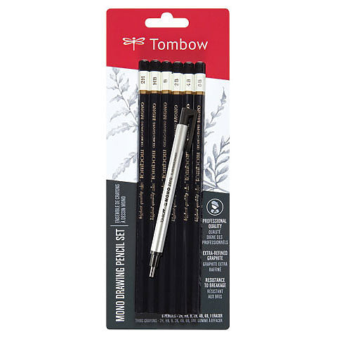 Tombow MONO Drawing 6-Pencil Set with Eraser