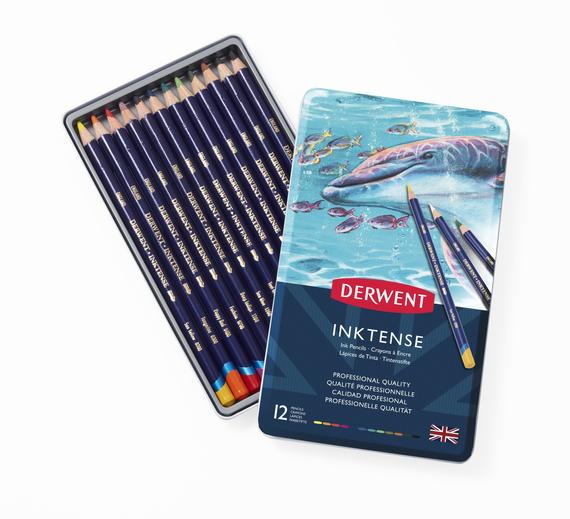 Derwent Inktense Watersoluble Coloured Pencil Tin Set/12